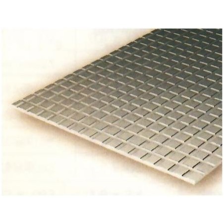 Plancha pavimentos 1.00 profundidad y 12.70 x 12.70 cuadrado, 15 x 30 mm. De Estireno. Marca Evergreen. Ref: 4518.