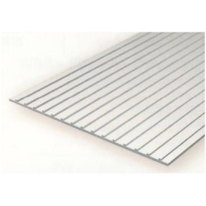 Plancha techo metalico 1.00 profundidad y 4.80 distancia entre surcos, 15 x 30 mm. De Estireno. Marca Evergreen. Ref: 4521.