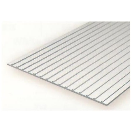 Plancha techo metalico 1.00 profundidad y 6.30 distancia entre surcos, 15 x 30 mm. De Estireno. Marca Evergreen. Ref: 4522.