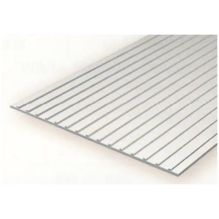 Plancha techo metalico 1.00 profundidad y 12.70 distancia entre surcos, 15 x 30 mm. De Estireno. Marca Evergreen. Ref: 4524.