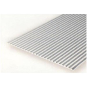 Plancha metal corrugado 1.00 profundidad y 3.20 distancia entre surcos, 15 x 30 mm. De Estireno. Marca Evergreen. Ref: 4530.