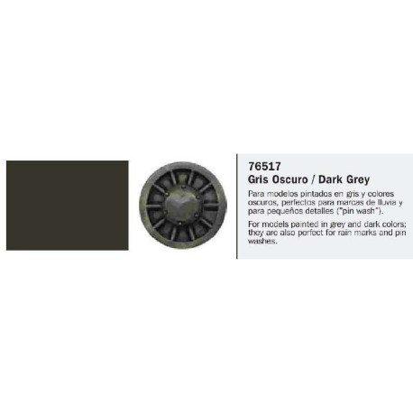  Model Wash, Lavado Gris Oscuro. Bote 35 ml. Marca Vallejo. Ref: 76.517.