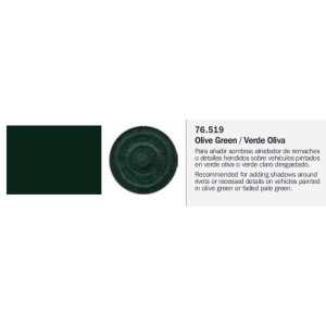  Model Wash, Lavado Verde Oliva. Bote 35 ml. Marca Vallejo. Ref: 76.519.