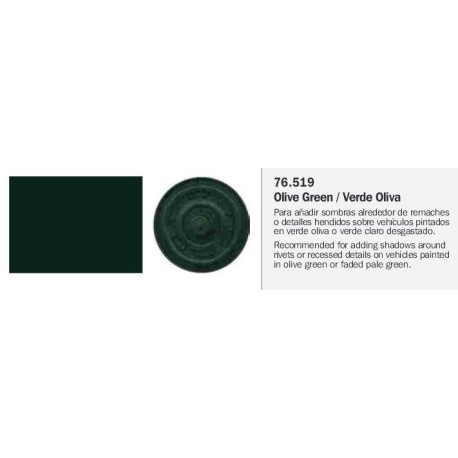  Model Wash, Lavado Verde Oliva. Bote 35 ml. Marca Vallejo. Ref: 76.519.