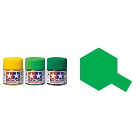Gloss Clear Green, Verde translucido brillo (81525). Bote 10 ml. Marca Tamiya. Ref: X-25.