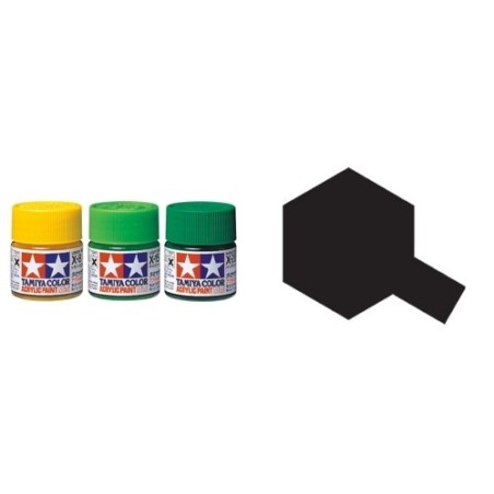 Flat  Black, Negro Mate (81701). Bote 10 ml. Marca Tamiya. Ref: XF-1.