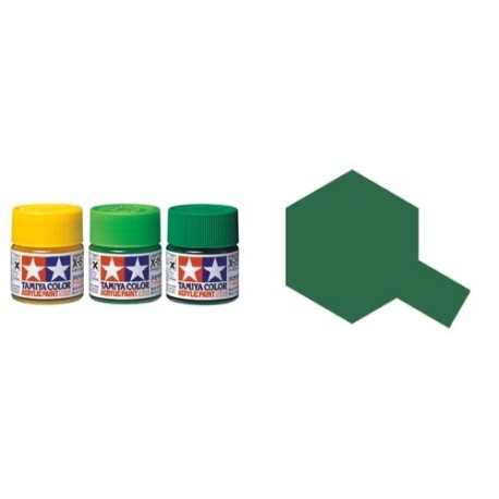 Flat Deep Green, Verde Intenso Mate (81726). Bote 10 ml. Marca Tamiya. Ref: XF-26.