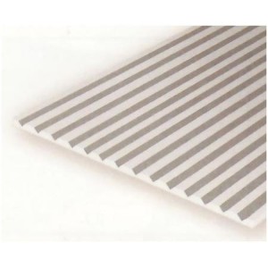 Plancha con ranuras en " V " 0.50 x 0.75 entre ranuras, 15 x 30 cm. De Estireno. Marca Evergreen. Ref: 2030.