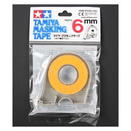 Cinta enmascarar de 6 mm ( 18 m). Con Portarollo. Marca Tamiya. Ref: 87030.
