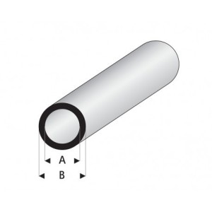 Tubo Redondo Hueco de Estireno. Diámetro: A: 1 mm, B: 2 mm, L: 330 mm. Marca Maquett. Ref: 419-51/3.
