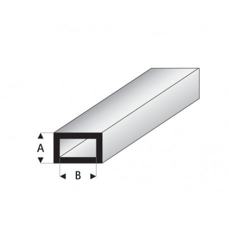 Perfil Rectangular Hueco de Estireno. A: 2 mm, B: 4 mm. Marca Maquett. Ref: 421-51/3.