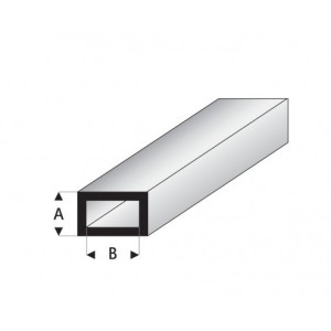 Perfil Rectangular Hueco de Estireno. A: 2 mm, B: 4 mm. Marca Maquett. Ref: 421-51/3.