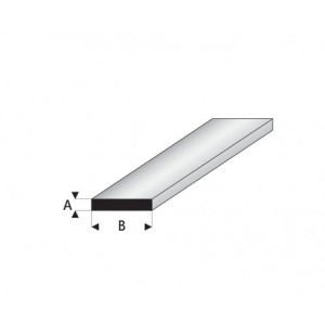 Tira de Perfil Recto de Estireno. A: 1 mm, B: 3 mm. Marca Maquett. Ref: 409-54/3.
