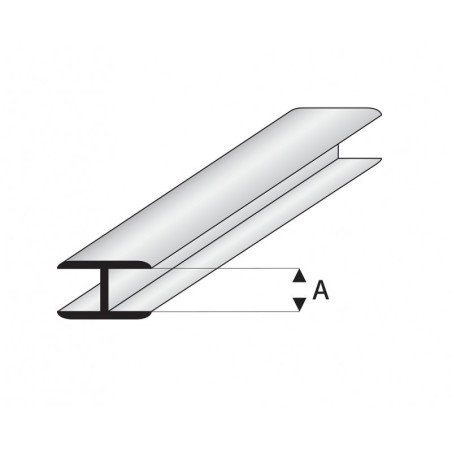 Perfil Flat Conector, en " H "de Estireno. A: 4  mm y L: 330 mm. Marca Maquet. Ref:  450-55/3.