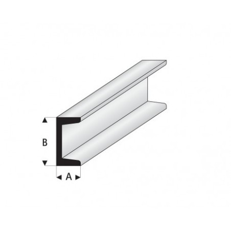Perfíl en " U " de Estireno Blanco, A: 3 mm, B: 6 mm, L: 330 mm. Marca Maquett. Ref: 412-57/3.