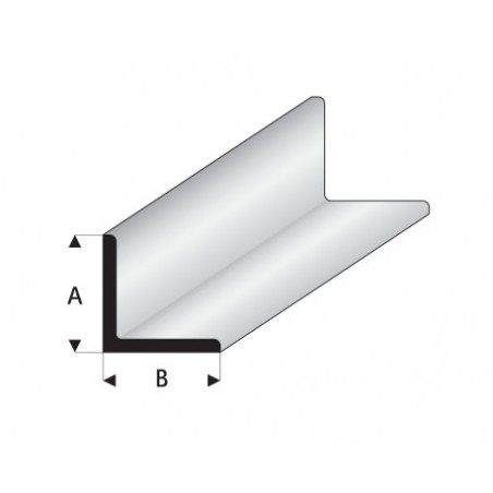 Perfíl en " L " de Estireno Blanco, A: 2 mm, B: 2 mm, L: 330 mm. Marca Maquett. Ref: 416-52/3.