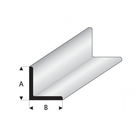 rfíl en " L " de Estireno Blanco, A: 3.5 mm, B: 3.5 mm, L: 330 mm. Marca Maquett. Ref: 416-55/3.