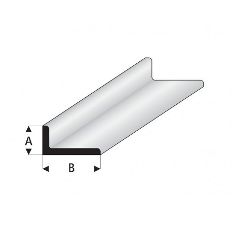 Perfíl en " L " de Estireno Blanco, A: 3 mm, B: 6 mm, L: 330 mm. Marca Maquett. Ref: 417-54/3.