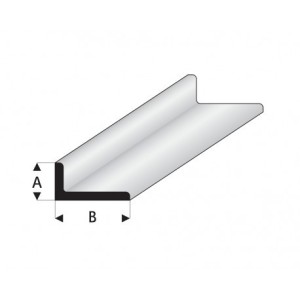 Perfíl en " L " de Estireno Blanco, A: 4.5 mm, B: 9 mm, L: 330 mm. Marca Maquett. Ref: 417-57/3.