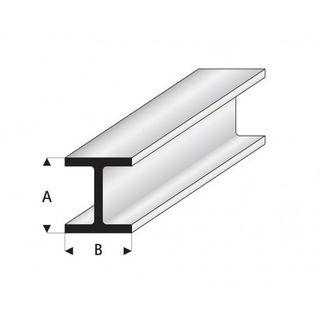 Perfíl en " H " de Estireno Blanco, A: 8 mm, B: 8 mm, L: 330 mm. Marca Maquett. Ref: 415-61/3.