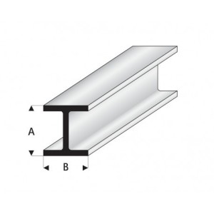 Perfíl en " H " de Estireno Blanco, A: 10 mm, B: 10 mm, L: 330 mm. Marca Maquett. Ref: 415-63/3.