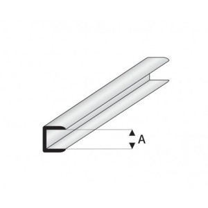 Perfíl en " U " de Estireno Blanco, A: 1 mm,  L: 330 mm. Marca Maquett. Ref: 446-51/3.