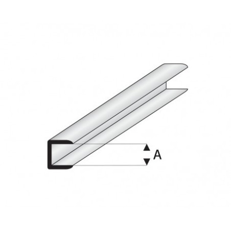 Perfíl en " U " de Estireno Blanco, A: 2 mm,  L: 330 mm. Marca Maquett. Ref: 446-53/3.