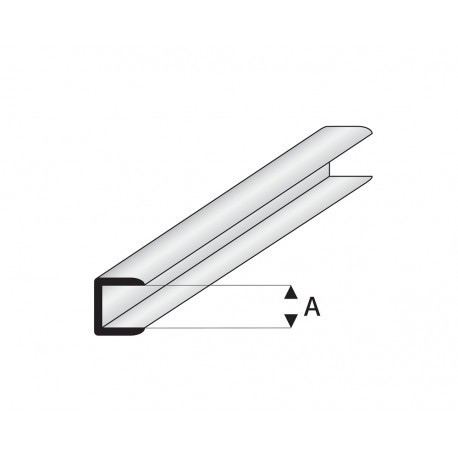 Perfíl en " U " de Estireno Blanco, A: 3 mm,  L: 330 mm. Marca Maquett. Ref: 446-54/3.