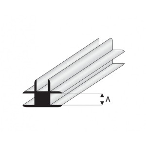 Perfil T-Conector de Estireno. A: 1  mm y L: 330 mm. Marca Maquet. Ref:  447-51/3.