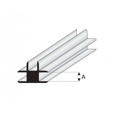 Perfil T-Conector de Estireno. A: 1.5  mm y L: 330 mm. Marca Maquet. Ref:  447-52/3.