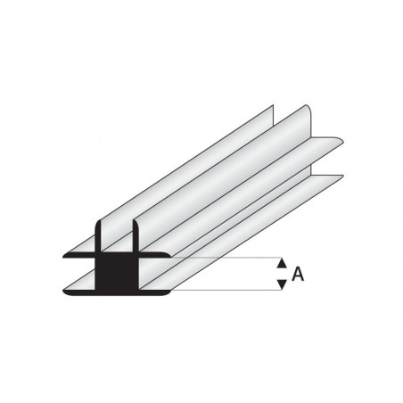 Perfil T-Conector de Estireno. A: 2  mm y L: 330 mm. Marca Maquet. Ref:  447-53/3.