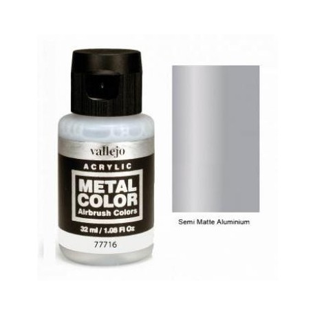 Acrilico Metal color, Aluminio satinado. Bote 32 ml. Marca Vallejo. Ref: 77716.