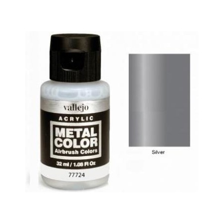 Acrilico Metal color, Plata. Bote 32 ml. Marca Vallejo. Ref: 77724.