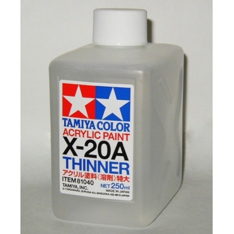 Acrylic Thinner, Disolvente Acrilico (81040). Bote 250 ml. Marca Tamiya. Ref: X-20A.