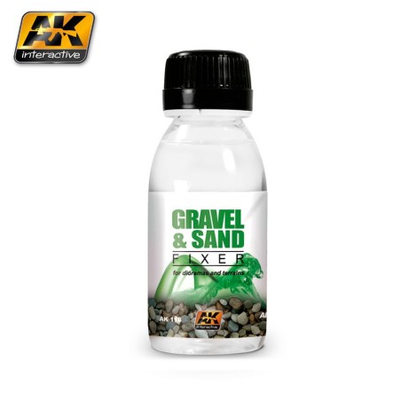 Fijador para grava y arena. Cantidad 100 ml. Marca AK Interactive. Ref: AK118.