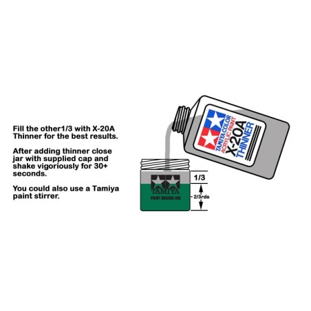 Acrylic Thinner, Disolvente Acrilico (81040). Bote 250 ml. Marca Tamiya. Ref: X-20A.