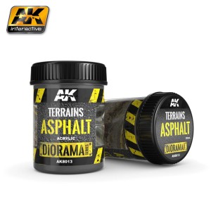 Producto weathering, efecto de asfalto,( Terrains asphalt ). Bote de 250 ml. Marca AK Interactive. Ref: AK8013.