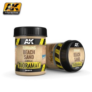 Producto weathering, Efecto arena de playa, ( Terrains beach sand). Bote de 250 ml. Marca AK Interactive. Ref: AK8019.