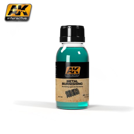 Fluido oxidante orugas metal (Metal burnishing fluid). Cantidad 100 ml. Marca AK Interactive. Ref: AK159.
