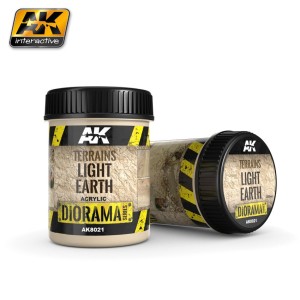 Producto weathering, Efecto tierra ligera, ( Terrains light earth ). Bote de 250 ml. Marca AK Interactive. Ref: AK8021.