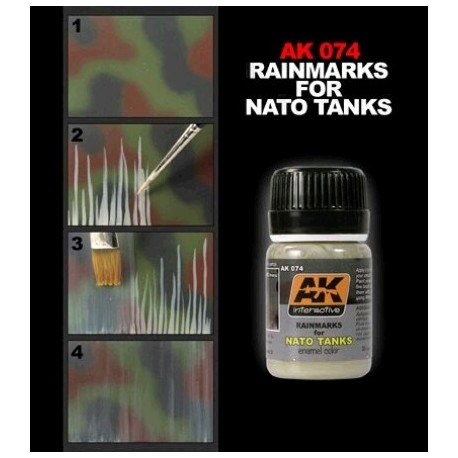 Rainmarks for NATO tanks. Bote de 35 ml. Marca AK Interactive. Ref: AK074.