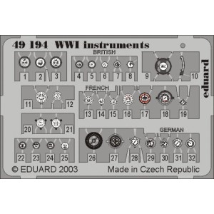 Fotograbado instrumentos WWI, 1/48. Marca Eduard. Ref: 49194.