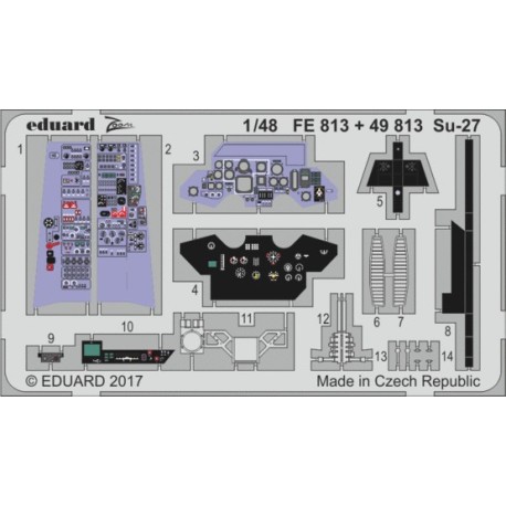 Fotograbado accesorios del SU-27, 1/48. Marca Eduard. Ref: 49813.