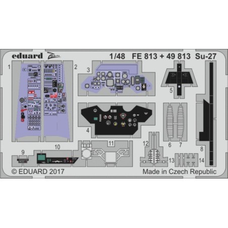 Fotograbado accesorios del SU-27, 1/48. Marca Eduard. Ref: 49813.