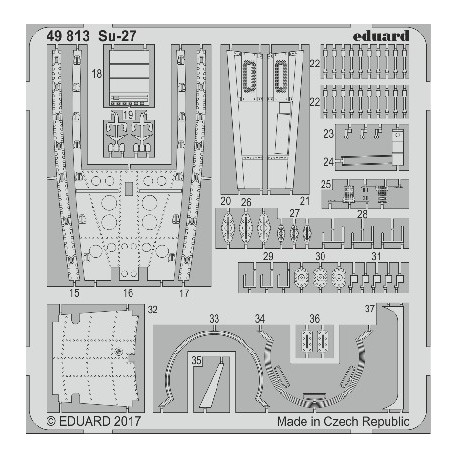 Fotograbado accesorios del SU-27, 1/48. Marca Eduard. Ref: 49813.
