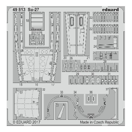 Fotograbado accesorios del SU-27, 1/48. Marca Eduard. Ref: 49813.