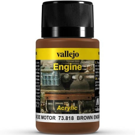 Weathering effects, Brown Engine Soot (hollín motor). Bote de 40 ml. Marca Vallejo. Ref: 73.818.