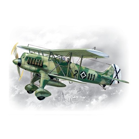 Biplano Español Air force Heinkel He-51B-1. Escala 1:72. Marca ICM. Ref: 72191.