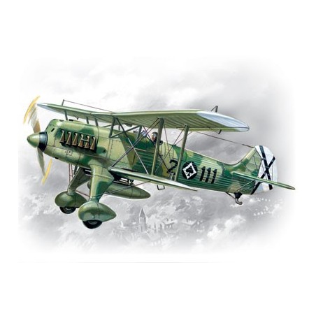Biplano Español Air force Heinkel He-51B-1. Escala 1:72. Marca ICM. Ref: 72191.