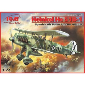 Biplano Español Air force Heinkel He-51B-1. Escala 1:72. Marca ICM. Ref: 72191.